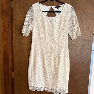 Alex Marie Cream Lace Midi Dress